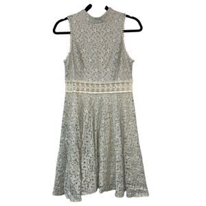 Altar’d State Gray & Cream Eyelet Sleeveless Dress